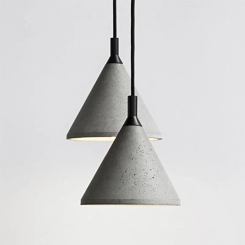 Raw Concrete Cone Pendant Light Evaelvix – Lifestyle Duo