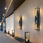 Polished Brass Linear Outdoor Light Orindel – Lifestyle View 4