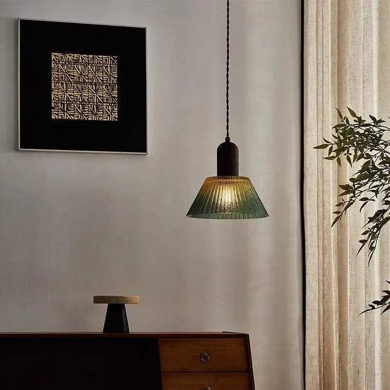 Vintage Fluted Ombré Glass Pendant Light Xuaeloria – Lifestyle Over Credenza