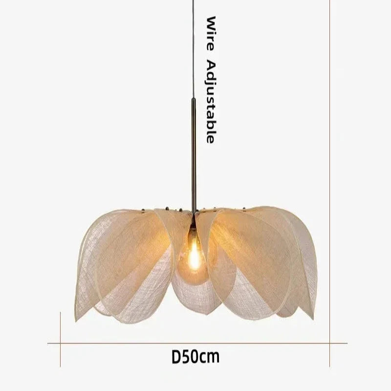 Layered Fabric Petal Pendant Light Camlora – Ø50cm Dimension Chart