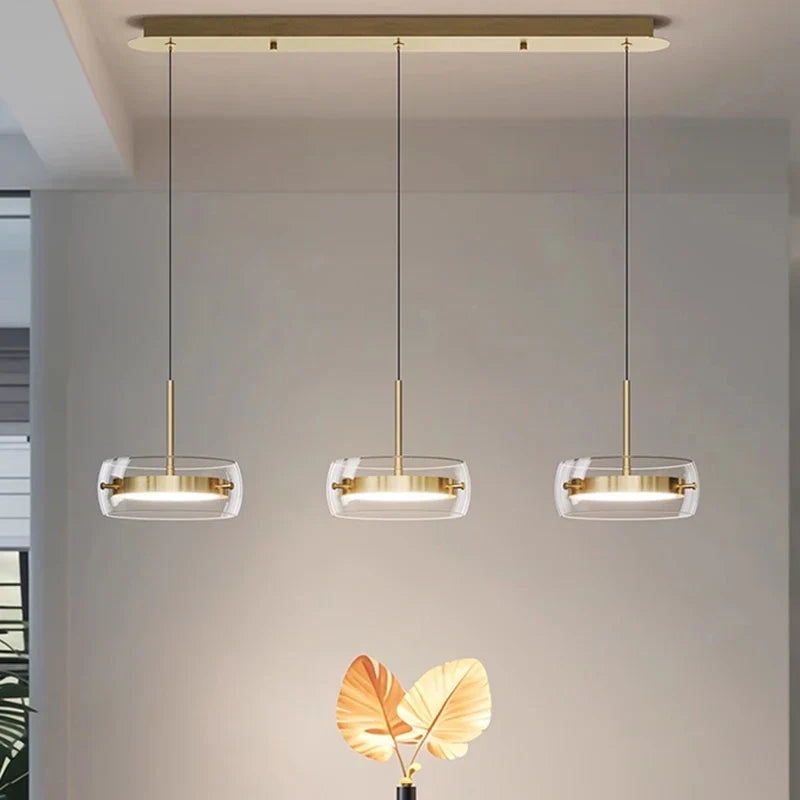 Bsaelix pendant chandelier, 3-light configuration, gold finish, living room