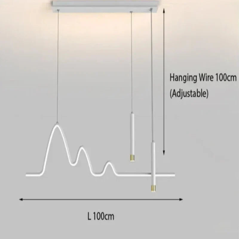 Sculptural Wavy LED Line Pendant Light - Capova