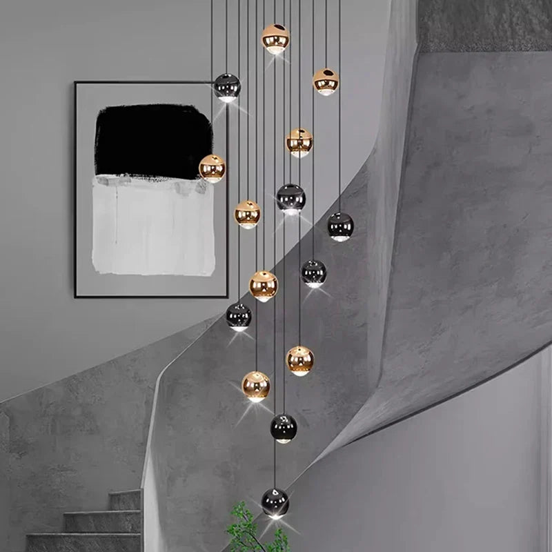 Black & Copper Sphere Cluster Chandelier Radianto