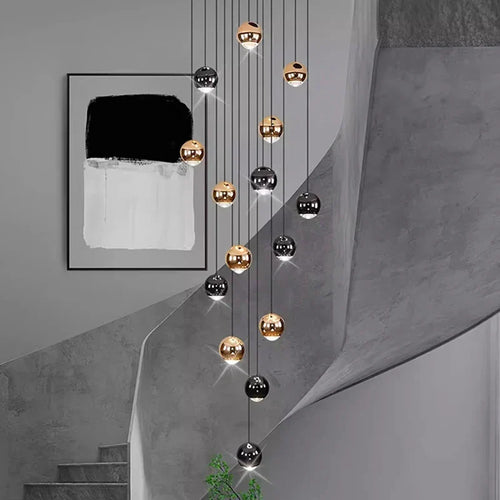 Black & Copper Sphere Cluster Chandelier Radianto