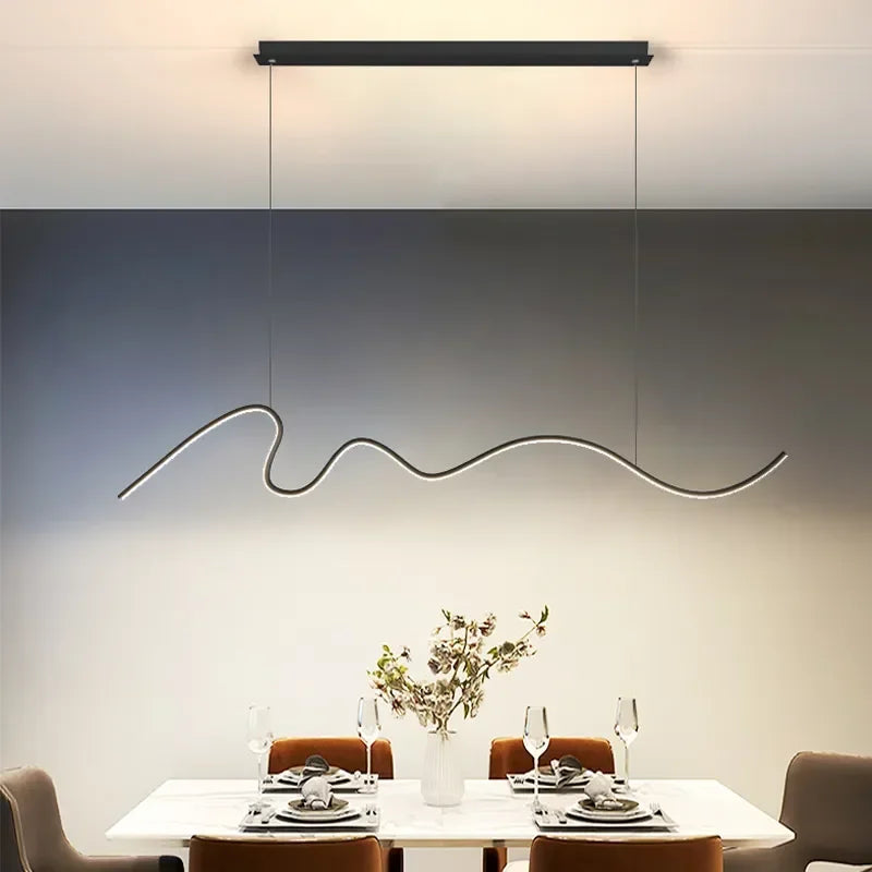 Sculptural Wavy LED Line Pendant Light - Capova