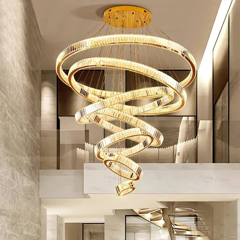 Crystal Ring Chandelier Lumicara - spiral crystal ring design