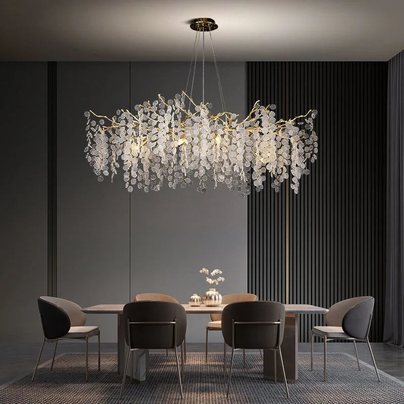 Modern Crystal Branch Chandelier Wistara – Oval Dining Room