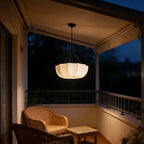 Woven Fabric Sphere Pendant Light Rwaelorn – Lifestyle View 3