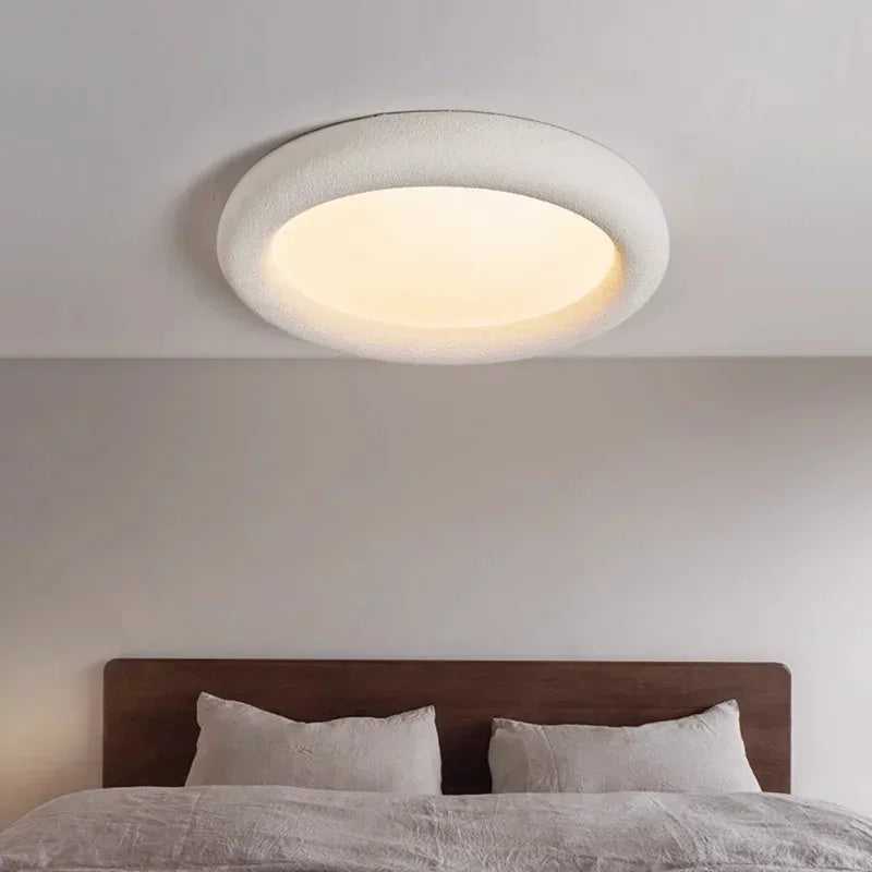 Cletya Nimvora textured plaster flush mount ceiling light with matte organic finish and soft diffused glow