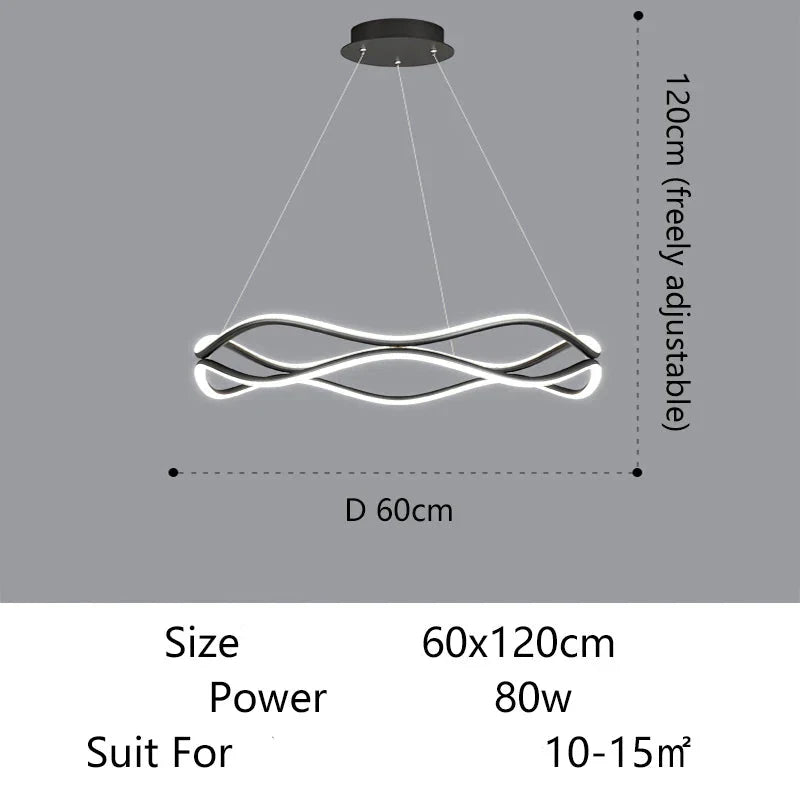 Sculptural Wave Aluminum LED Pendant Light – Dovelux – Product Detail 6