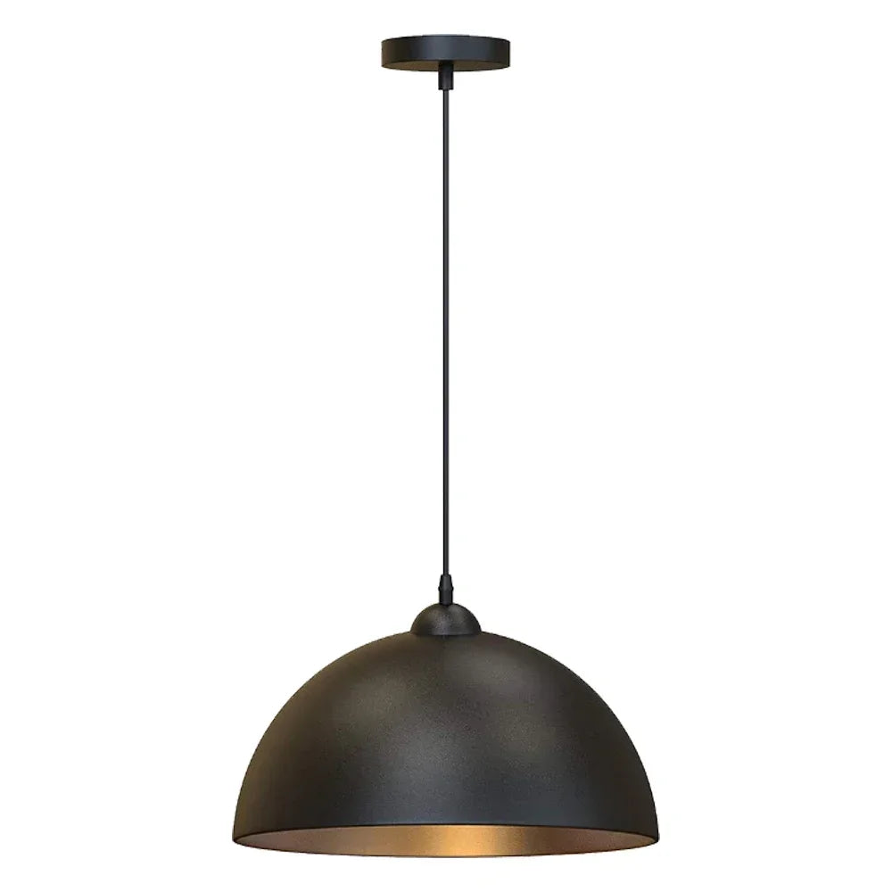 Industrial Black & Brass Dome Pendant Light Iuavex – Studio View