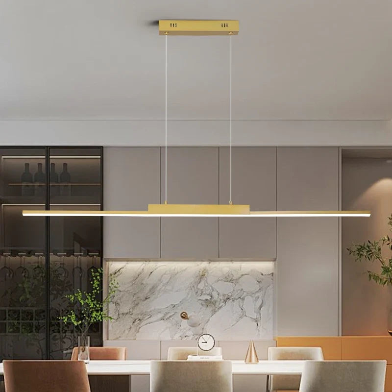 Gold Linear LED Bar Pendant Light – Aurelion – Hero Shot