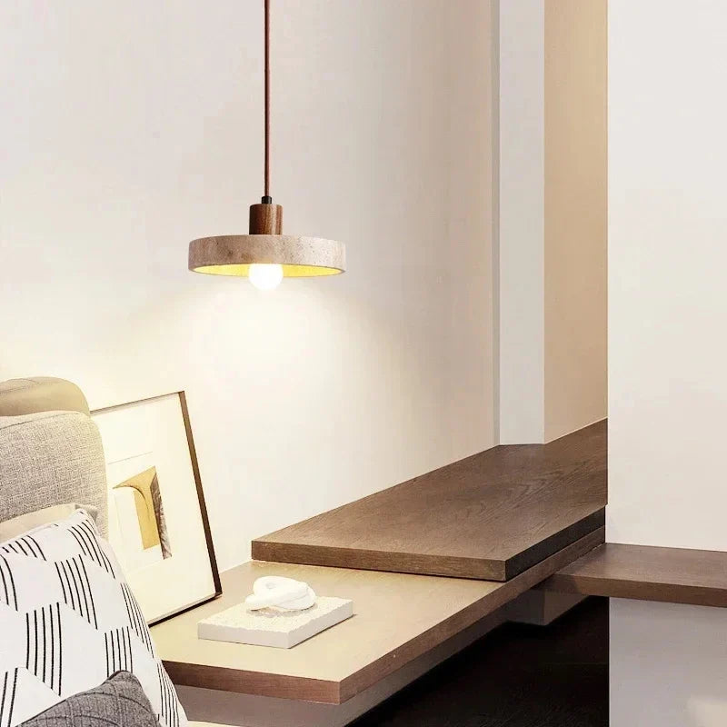 Natural Travertine Wabi-Sabi Pendant Ishiko – Lifestyle View 2