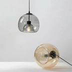 Glass Globe Cluster Pendant Trivorn – Smoked Gray & Cognac Glass Detail