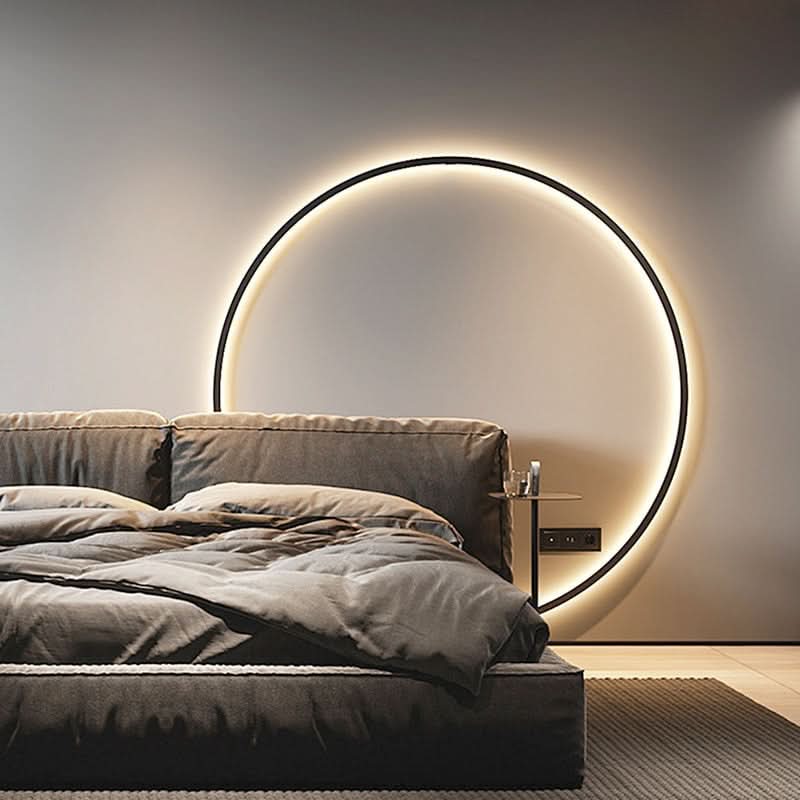 Minimalist Circular LED Wall Sconce Adelvox – Open Ring Black Lifestyle
