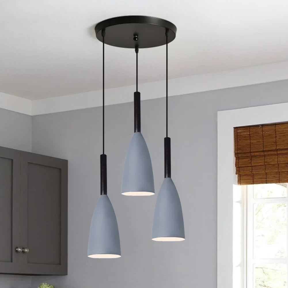Nordic Metal Cone Cluster Pendant Trivenna – Round Gray