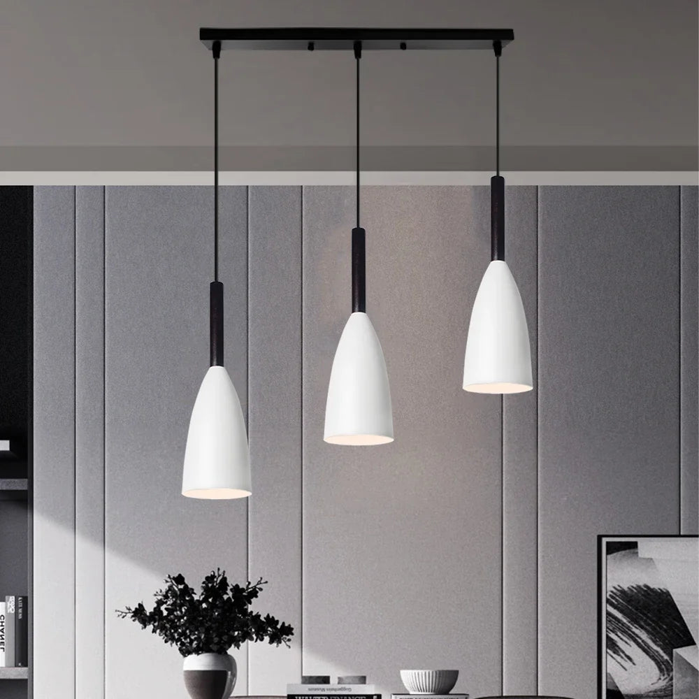 Nordic Metal Cone Cluster Pendant Trivenna – Linear Bar White
