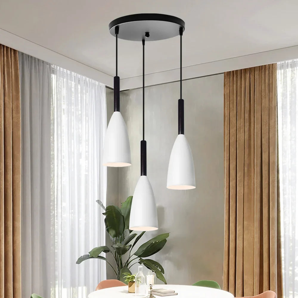Nordic Metal Cone Cluster Pendant Trivenna – Round White