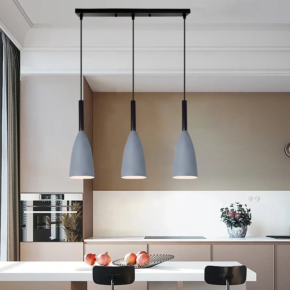 Nordic Metal Cone Cluster Pendant Trivenna – Linear Bar Gray