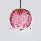 Ribbed Glass Botanical Pendant Light Banlux – Pink 24cm Detail