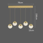 Sand-Textured Crystal Sphere Chandelier Orvenna — 5 Heads Linear Canopy, Gold