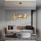 Kelrix chandelier in Champagne Amber glass, alternate living room setting