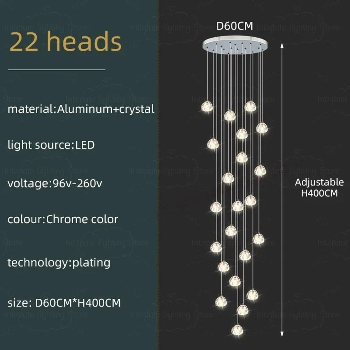 Spiral K9 Crystal Cluster Chandelier Jelvorn – Product Detail 17