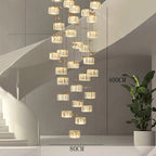 Spiral Crystal Cascade Staircase Chandelier Xelvara – 45 Heads