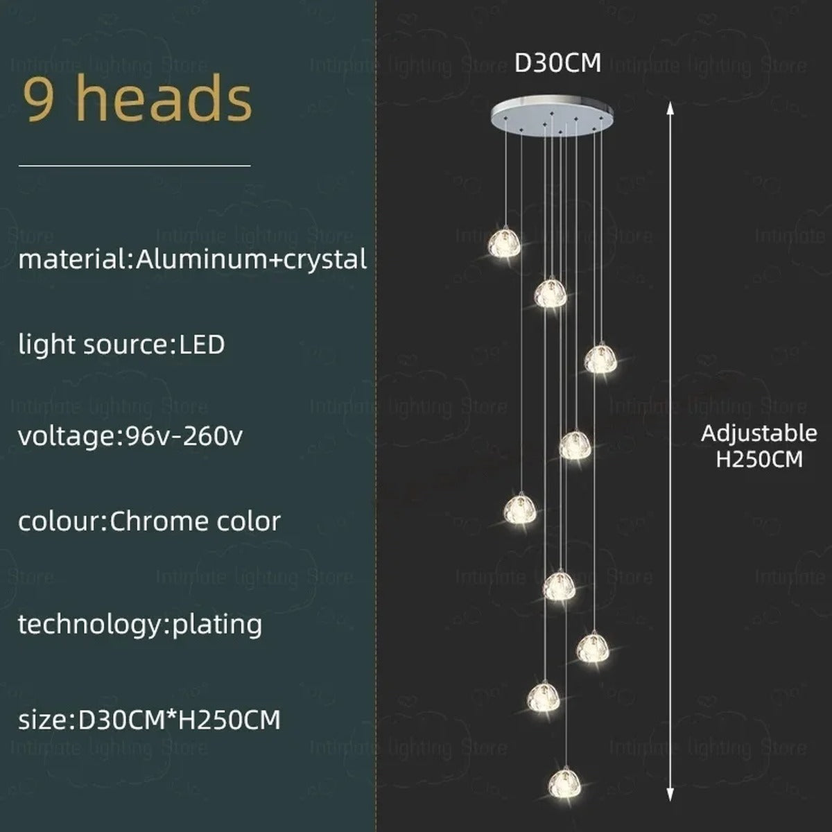 Spiral K9 Crystal Cluster Chandelier Jelvorn – Product Detail 10