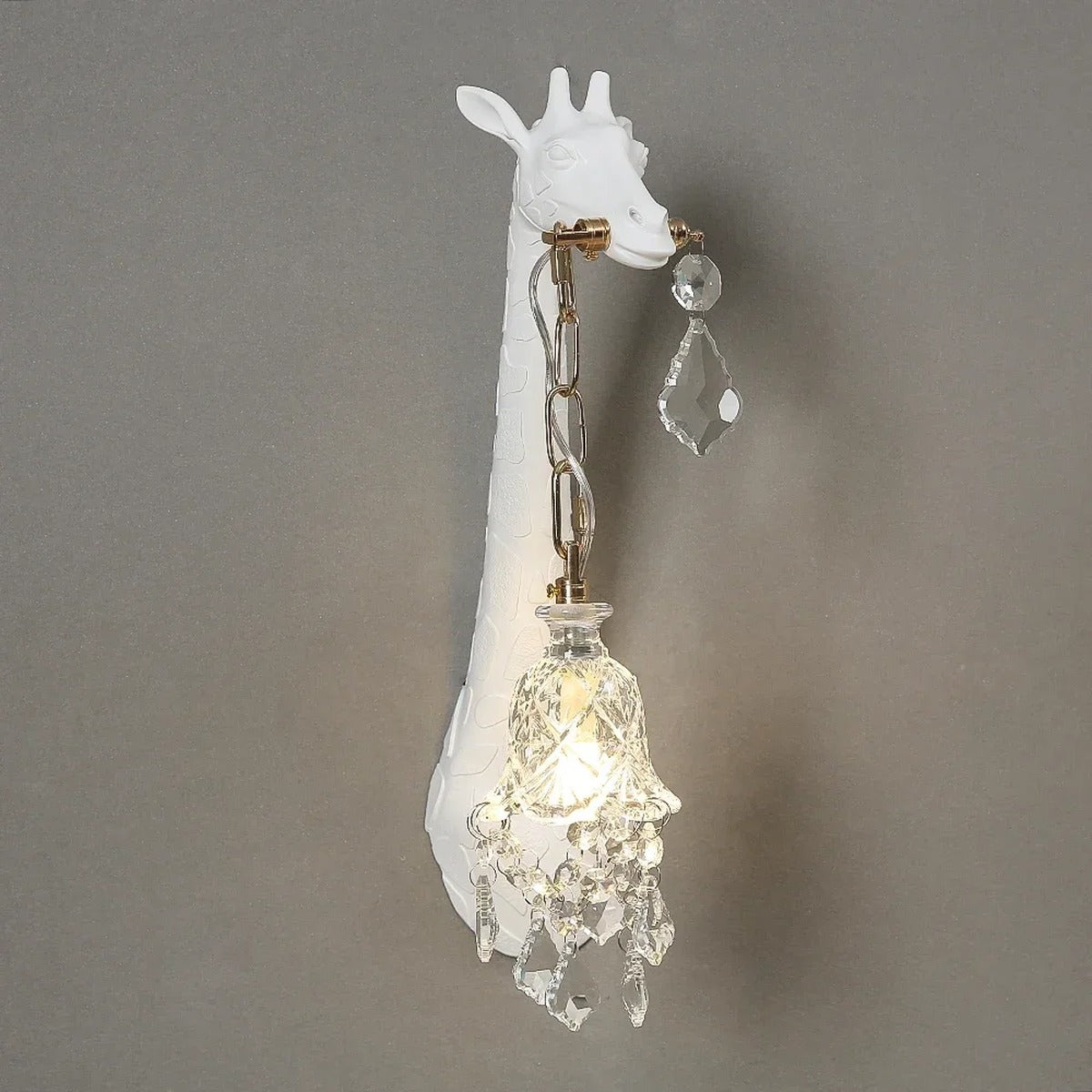 Serengeti giraffe wall sconce, white finish, left-facing single — detail