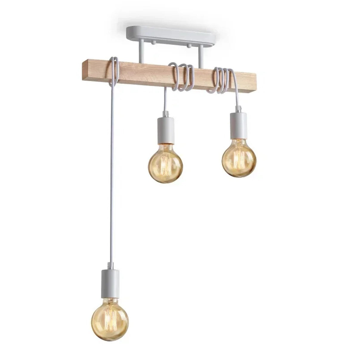 Wood Beam Bare Bulb Multi-Pendant Ceiling Light – Silvano – Lifestyle View 3