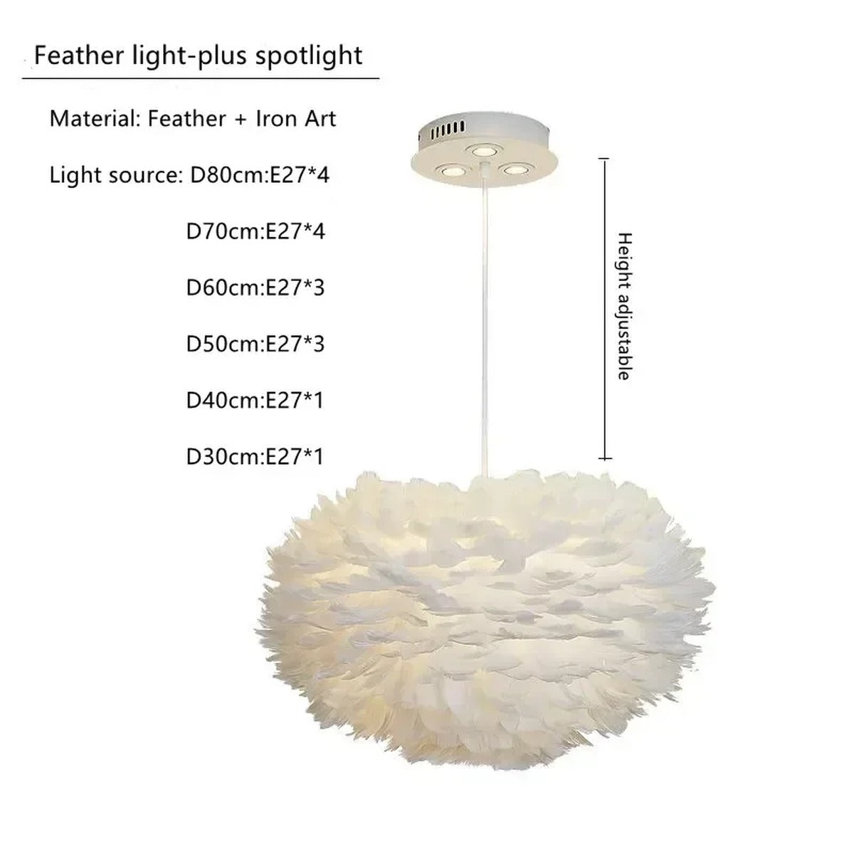 Ethereal Feather Glass Pendant Light Plumaris – Product Detail 9