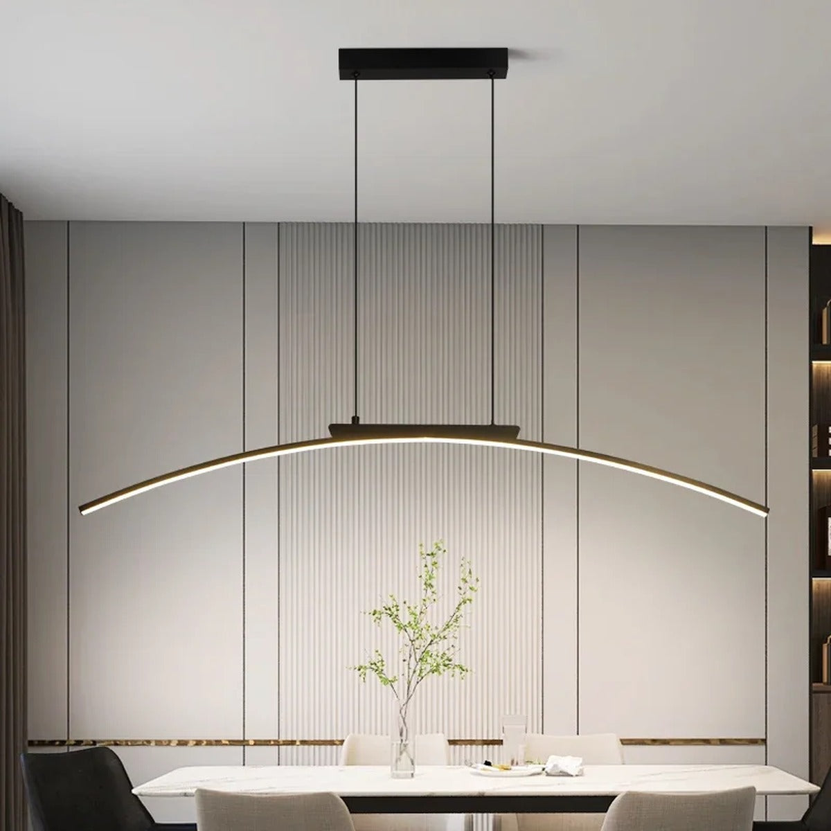 Architectural Gold Arc Pendant Light Curvanth – Hero Shot
