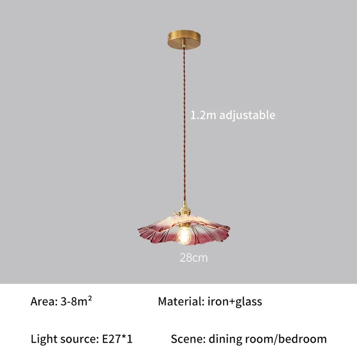Scalloped Glass Flower Pendant Light Florivex – Product Detail 8