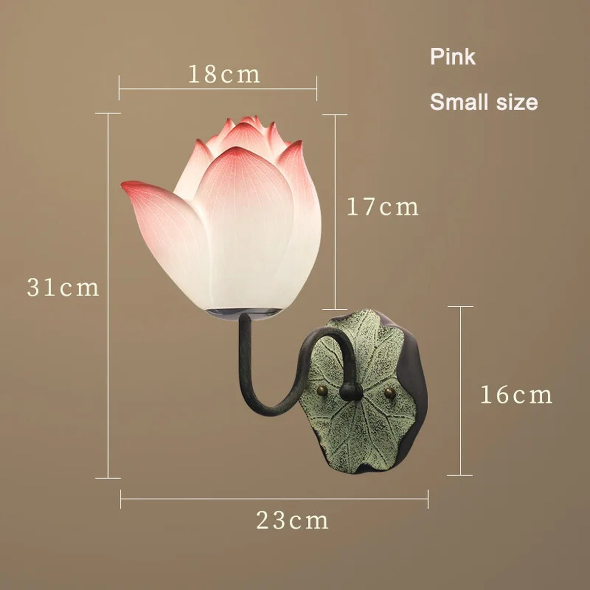 Luxanthe lotus flower resin wall sconce, Small size dimensions
