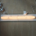 Alabaster Linear Tube Pendant Light Velantis – Lit Stone Detail
