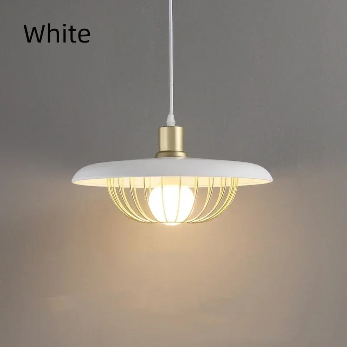 Wood Disc & Brass Wire Cage Pendant Light – Belvora – Product Detail 7