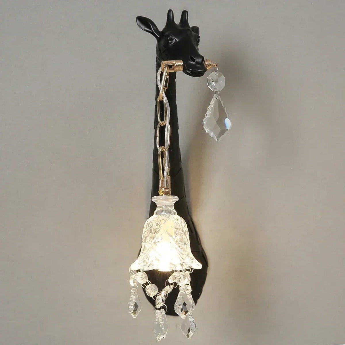 Serengeti giraffe wall sconce, black finish, left-facing single — detail