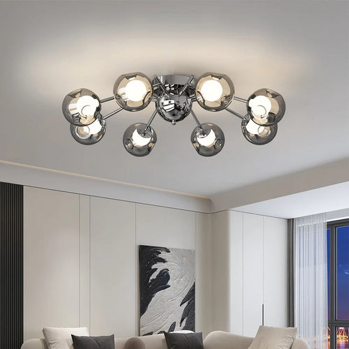 Chrome Sputnik Smoked Glass Ceiling Light – Havenix – Lifestyle View 2