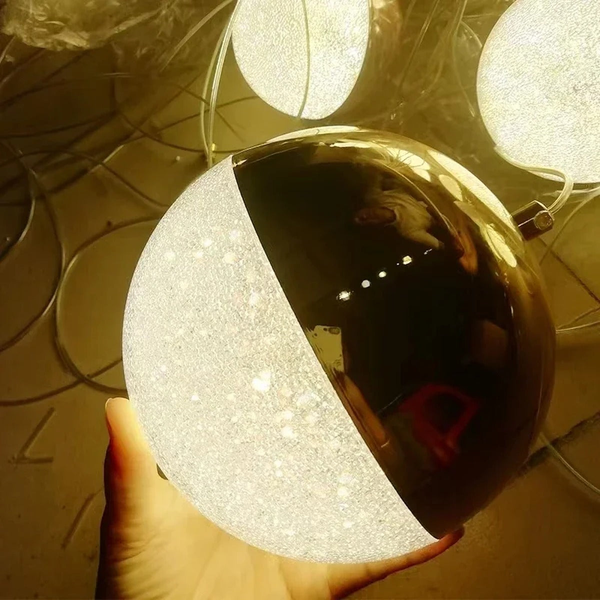 Sand-Textured Crystal Sphere Chandelier Orvenna — lifestyle view