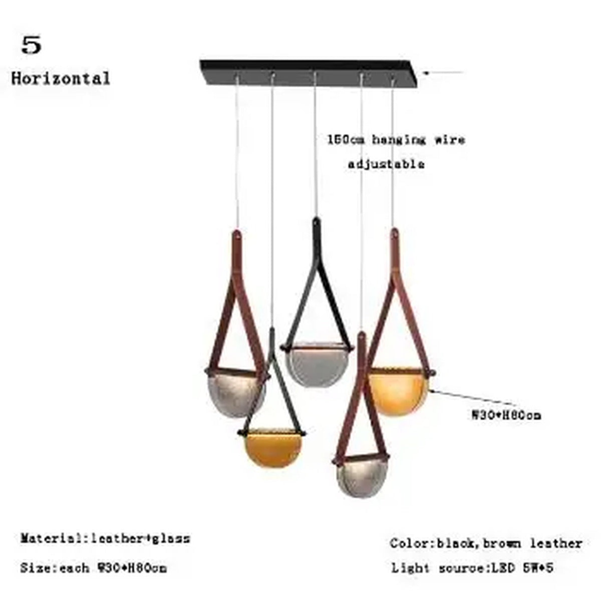 Leather Strap Handblown Glass Bowl Pendant Light – Stilren – Product Detail 18
