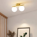 Serenox glass globe ceiling light, 2-light brushed gold, view 4