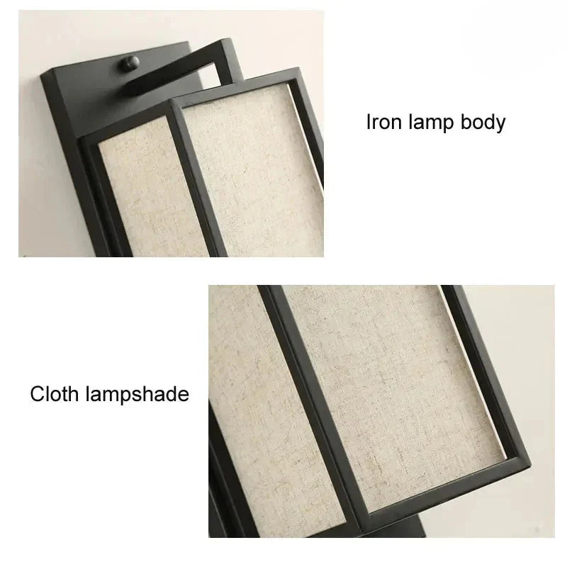 Slatted Linen & Iron Wall Sconce Velmont – Style A studio angle