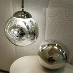 Melted Metallic Globe Pendant Light – Quieton – Silver Finish