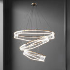 Calesto three-ring chandelier, linear diffuser detail