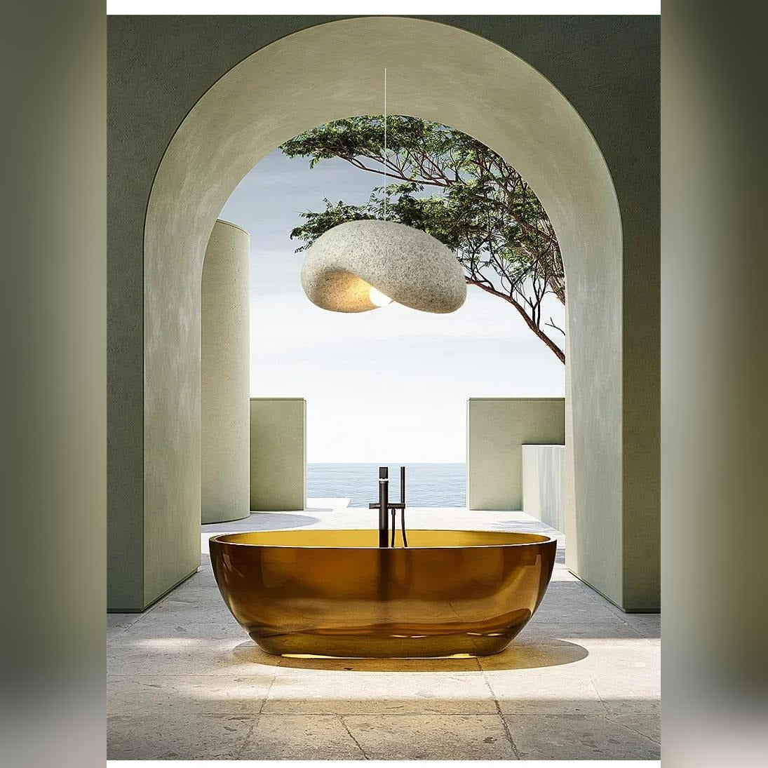 Sculptural Stone-Effect Pendant Light Zelvorn – Editorial Lifestyle