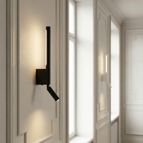 Solventh Wall Sconce – Black, Corridor Lifestyle View