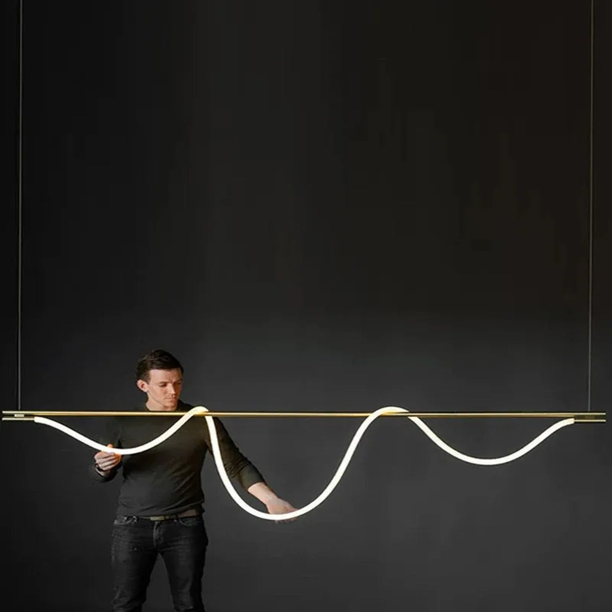Ribbon Curl LED Ring Chandelier – Yelrix – Lifestyle View 2