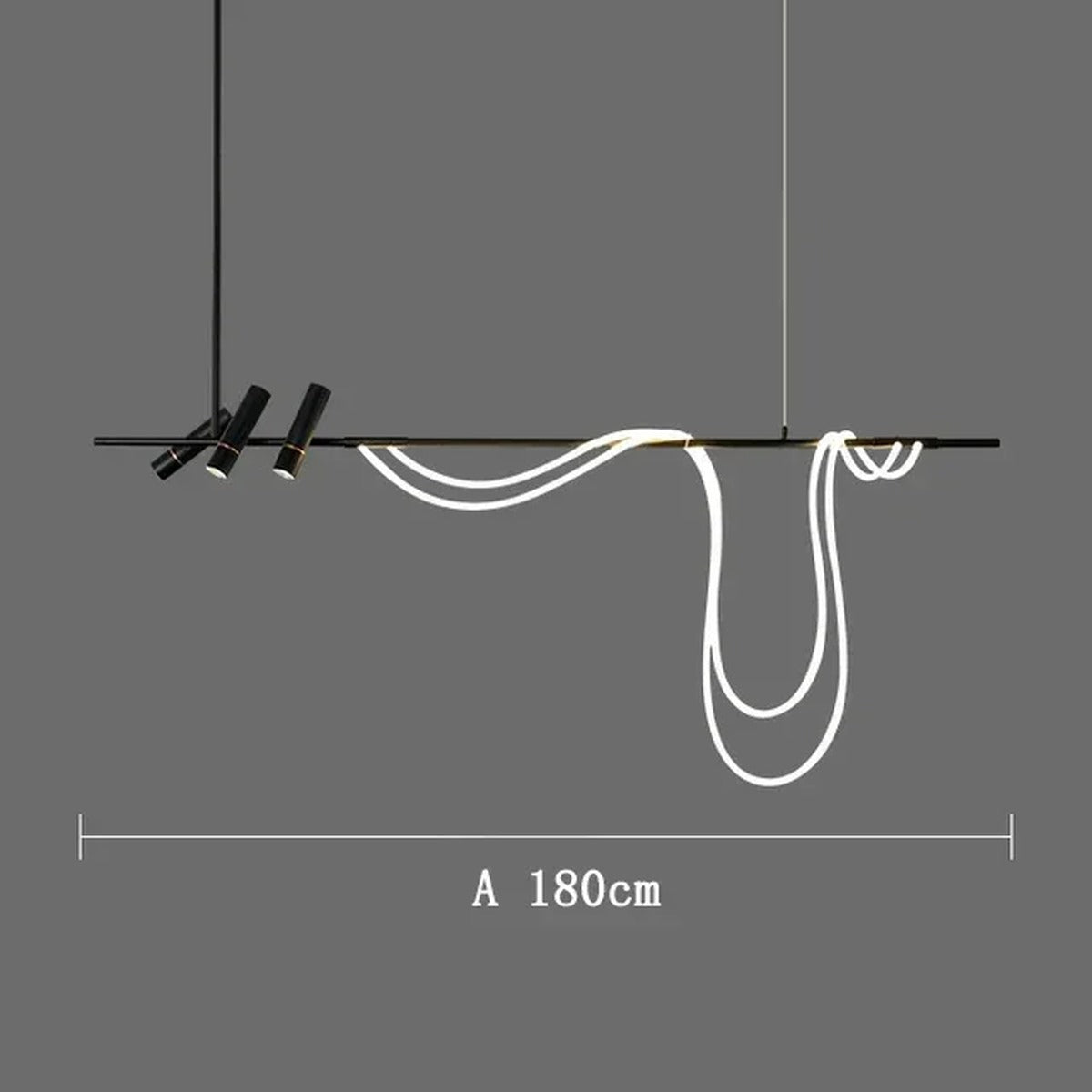 Sculptural LED Rope & Spotlight Linear Chandelier – Relionix – Product Detail 9