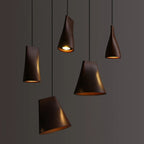 Solid Wood Sculptural Multi-Pendant Chandelier – Larven – 5-Head Linear, Dark Wood, Detail